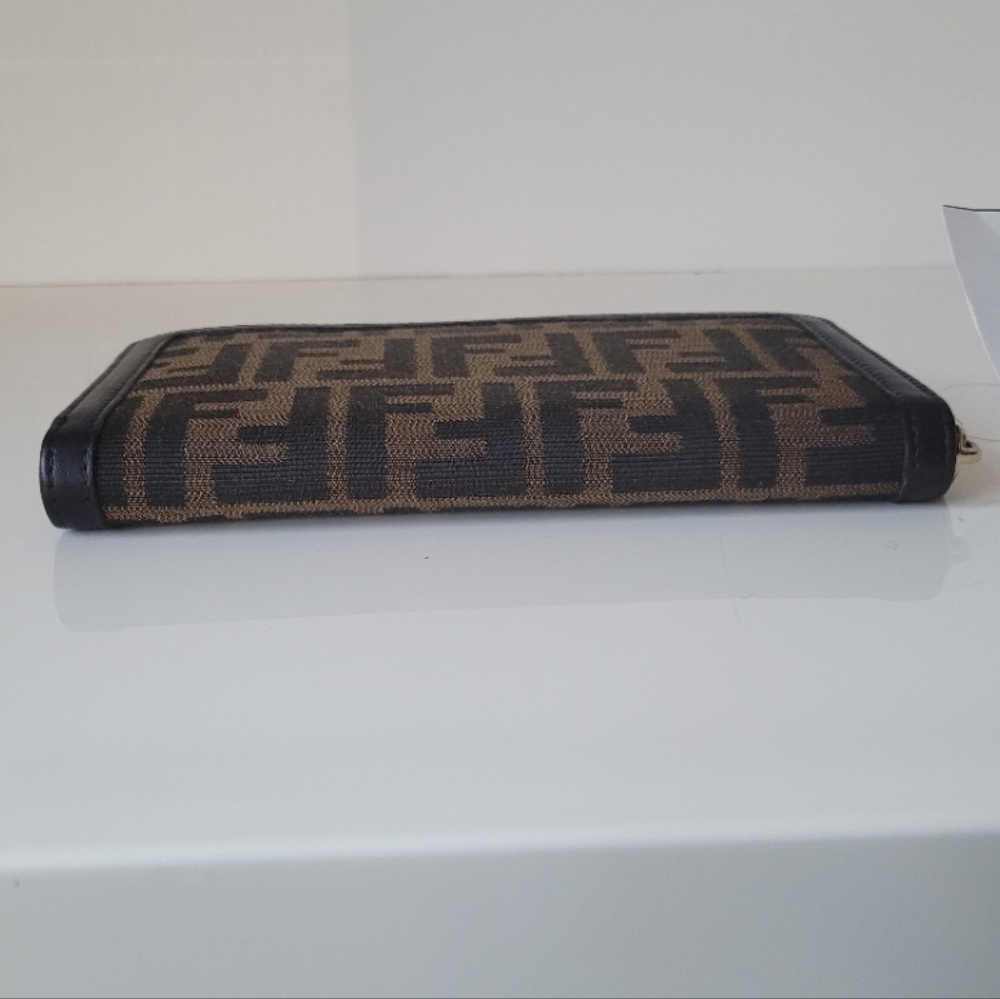 FENDI Tobacco Zucca Canvas Zip Around Wallet - Picture 11 of 15